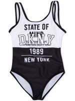 Dkny Kids maillot de bain bicolore à logo imprimé - Noir