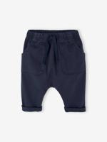 Broekje voor pasgeborene van keperstof marineblauw