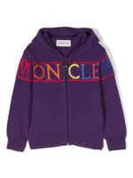 Moncler Enfant logo-intarsia virgin-wool cardigan - Violet - thumbnail