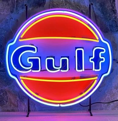 Gulf Logo Neon Verlichting 65 x 65 cm - Oranje, Blauw