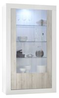 Vitrinekast Urbino 190 cm hoog in hoogglans wit met grenen wit