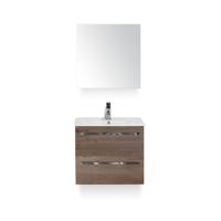 Seville Badmeubelset 60 cm - Tabacco - Keramische Wastafel Wit Enjoy - met Spiegelkast