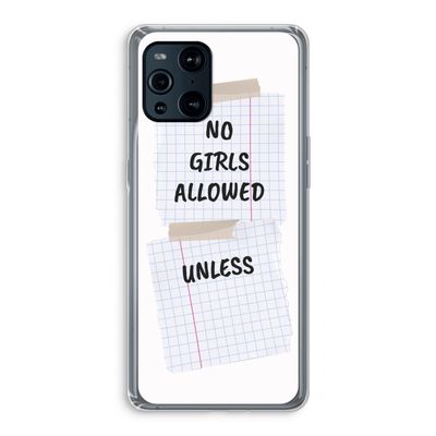 No Girls Allowed Unless: Oppo Find X3 Pro Transparant Hoesje