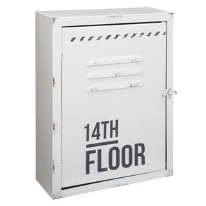 Sleutelkastje locker model metaal 23,5 x 9,2 x 30,5 cm wit