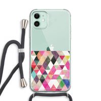 Gekleurde driehoekjes: iPhone 11 Transparant Hoesje met koord