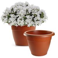 Plasticforte Plantenpot - 2x - terracotta bruin - 50x40 cm - bloempot - kunststof - rond