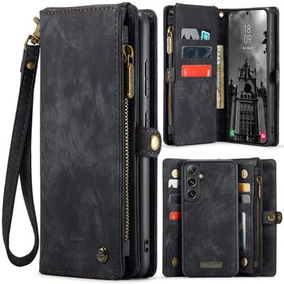 Caseme Samsung Galaxy S25 hoes - Vintage 2 in 1 portemonnee - Zwart