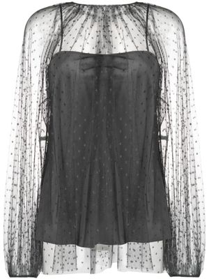 RED Valentino blouse en tulle à pois - Gris