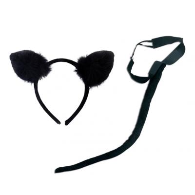 Dieren verkleed accessoires set voor een kat / poes - oren diadeem en staart - voor volwassenen