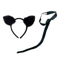 Dieren verkleed accessoires set voor een kat / poes - oren diadeem en staart - voor volwassenen