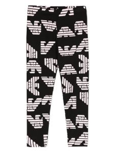 Emporio Armani Kids legging à motif monogrammé - Noir