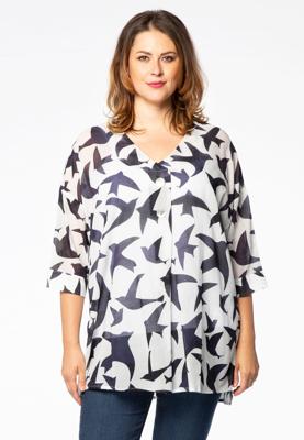 Yoek Tunic buttoned BIRDS | Wit | Maat 38/40