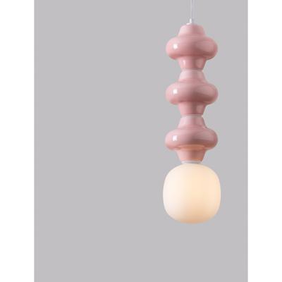 Lyora HanglampClio L roze keramiek met wit glas - 9009121