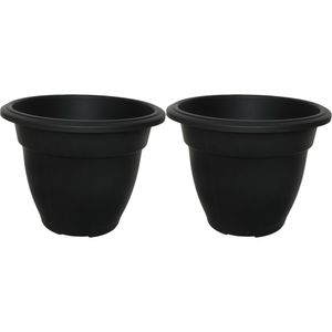 Buiten plantenpot/bloempot/planter - 2x - zwart - kunststof - D45 x H35 cm