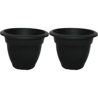 Buiten plantenpot/bloempot/planter - 2x - zwart - kunststof - D45 x H35 cm