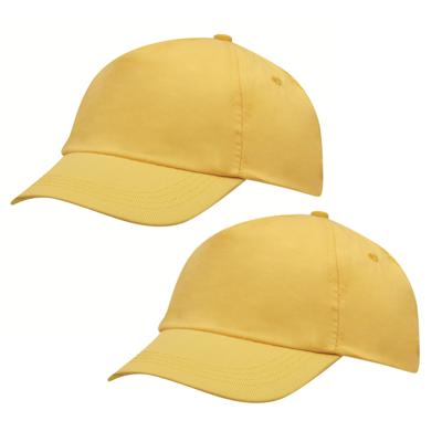 Baseballcap / pet Outdoor - 10x - 5 panels - geel - volwassenen - klittenbandsluiting - katoen