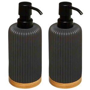 2x Stuks Zeeppompjes/zeepdispensers van kunststeen - antraciet - 270 ml