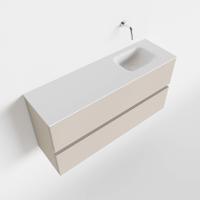 Toiletmeubel Mondiaz Ada | 100 cm | Meubelkleur Linen | Lex wastafel Talc Rechts | Zonder kraangat