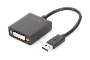 Digitus DA-70842 DVI / USB 3.2 Gen 1 (USB 3.0) Adapter [1x USB 3.2 Gen 1 stekker A (USB 3.0) - 1x DVI-bus 24+5-polig] Zwart Afgeschermd 15.00 cm