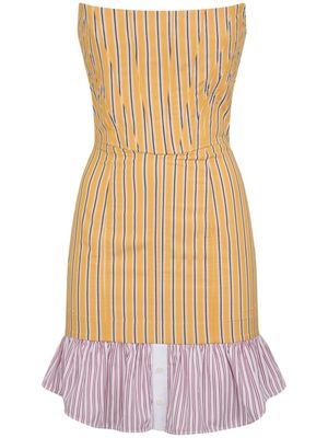 DSQUARED2 robe courte évasée à rayures - Jaune