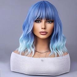 korte bob pruik kort krullend golvend pruik met pony voor vrouwen pruik hittebestendig synthetisch haar pruiken halloween cosplay partypruiken Lightinthebox