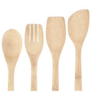 Keukengerei spatels/lepels set - 30 cm - hout - 4-delig - roerlepels