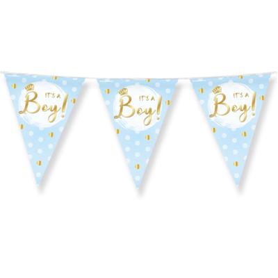 Geboorte vlaggenlijn jongen Its a boy - 10 meter - blauw - babyshower/gender reveal - vlaggetjes