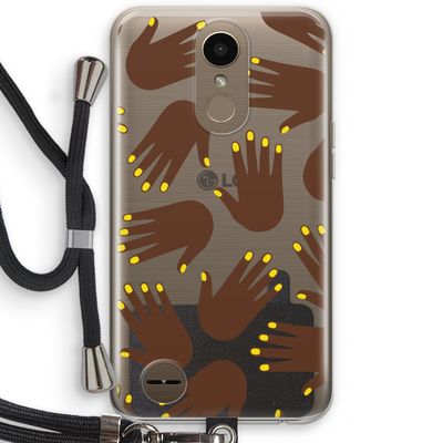 Hands dark: LG K10 (2017) Transparant Hoesje met koord