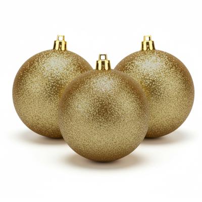 4x Kerstballen - kunststof - goud - glitter - 10 cm