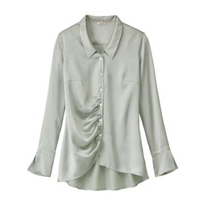 Chique blouse uit biologische zijde, donkerolijf 36 Chique blouse uit biologische zijde, donkerolijf 36