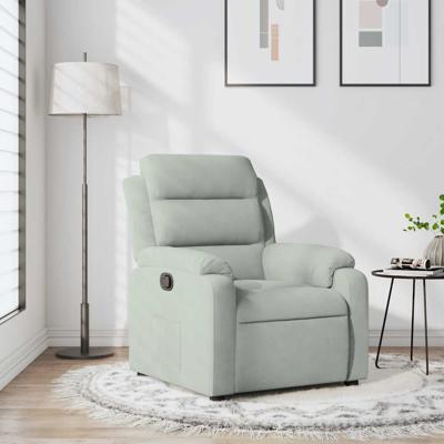 Fauteuil verstelbaar fluweel lichtgrijs