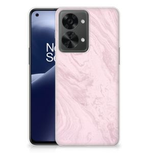 OnePlus Nord 2T TPU Siliconen Hoesje Marble Pink - Origineel Cadeau Vriendin