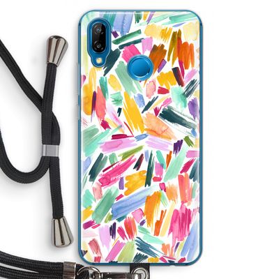 Watercolor Brushstrokes: Huawei P20 Lite Transparant Hoesje met koord