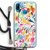 Watercolor Brushstrokes: Huawei P20 Lite Transparant Hoesje met koord