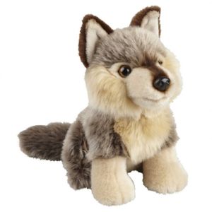 Pluche grijze wolf/wolven knuffel 18 cm speelgoed