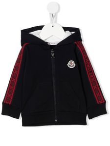 Moncler Enfant hoodie zippé à patch logo - Bleu