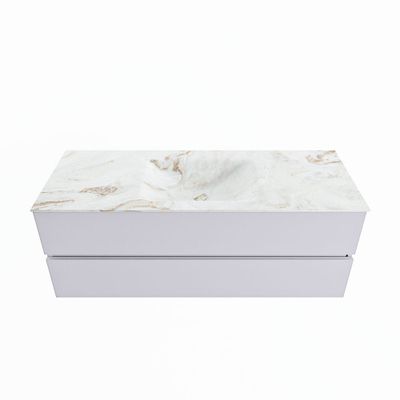 MONDIAZ VICA-DLUX 130cm badmeubel onderkast Cale 2 lades. Inbouw wastafel CLOUD midden 1 kraangat, kleur Frappe.