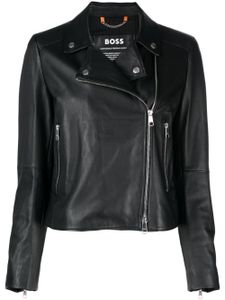 BOSS veste de moto en cuir - Noir