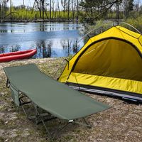 Veldbed met Zijvak tot 272 kg Belastbaar Inklapbaar Campingbed Klapbed Reisligstoel Vouwbed voor Reizen Grijs - thumbnail