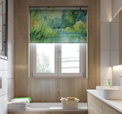 Abstract moeras raambekleding badkamer