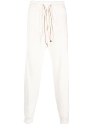 Brunello Cucinelli pantalon de jogging en cachemire à lien de resserrage - Blanc