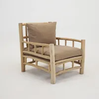 STOEL TEAK NATUREL taupe kussens