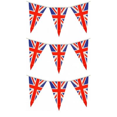 Set van 3x stuks union Jack/UK/Groot Brittanie vlaggenlijnen 7 meter