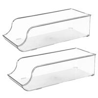Koelkast/keuken organizer bak - 2x - transparant - kunststof - L34,5 x H10