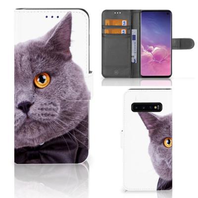 Samsung Galaxy S10 | Telefoonhoesje | Met pasjeshouder | Kat