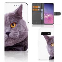 Samsung Galaxy S10 | Telefoonhoesje | Met pasjeshouder | Kat