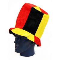 Funny Fashion Supporters verkleed kleding hoge hoed - vlag Belgie kleuren - polyester - volwassenen   -