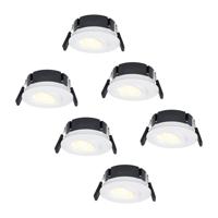 Set van 6 Napels LED inbouwspots Extra Plat (39mm) - 360° Kantelbaar - 8 Watt 570 Lumen - Dimbaar - IP65 Waterdicht voor Badkamer, binnen en buiten - Wit