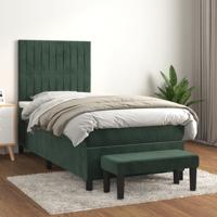 Boxspring met matras fluweel donkergroen 100x200 cm