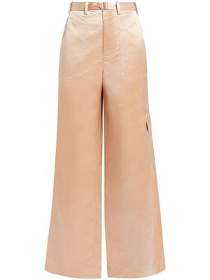 STAUD pantalon palazzo à fini satiné - Tons neutres